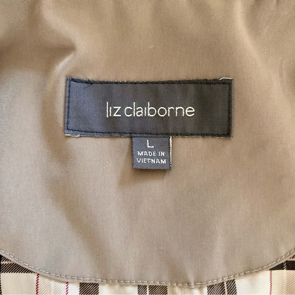 Vintage Y2K Liz Claiborne Beige Jacket Coat Detachable Hood Size Large - Picture 14 of 16